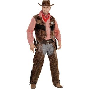Widmann - Cowboy & Cowgirl Kostuum - Stoere Cowboy Man / - Jongen - Bruin - Small - Carnavalskleding - Verkleedkleding