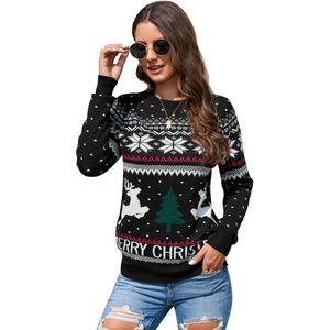 Dames lange mouwen lelijke kersttrui rendier gebreide trui tops