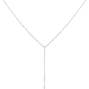 Mint15 Ketting klein balkje/staafje - Chique Y-ketting - Zilver RVS/Stainless Steel