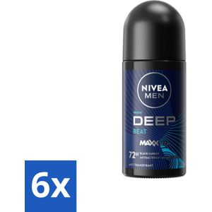 Nivea - Men - Deodorant - Roller - Deep Beat - 48 Uur Lang Werkend - 50 ml - Voordeelverpakking - 6 stuks