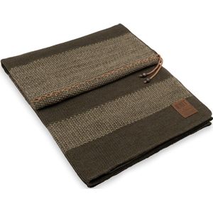 Knit Factory Roxx Gebreid Plaid - Woondeken - plaid - Wollen deken - Kleed - Groen/Olive - 160x130 cm