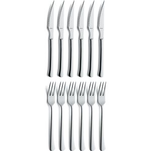 Amefa Chuletero 12 delige steakset- 6 persoons - 6 steakmessen - 6 steakvorken