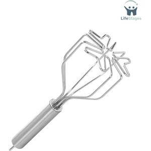 LifeStages - Stampotstamper - Pureestamper Van Roestvrij Staal - 25 Cm Lang - Diameter Stamper 9,5 Cm - Aardappelstamper Voor Stamppot - Met Staaldraad En Ophangoog
