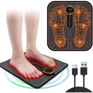 Massage Apparaat EMS voetmassageapparaat reflexologie elektronische voetmassageapparaat pijn circulatie opvouwbaar draagbaar elektrische massagemat draagbaar beenmassagemachine 8 modi oplaadbaar via