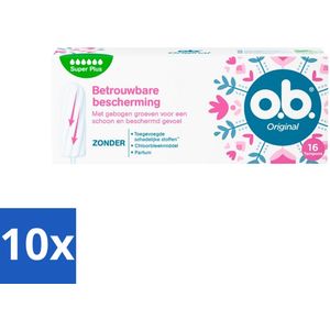 o.b. Tampons - Original Super Plus - Voor Extra Bescherming en Comfort - 16 Tampons - Bulkverpakking - 10 stuks