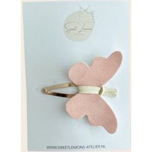 Vlinder Haarspeldjes - Pink Suede - Klikklak Haarspeldjes - Meisjes Haarspeldjes