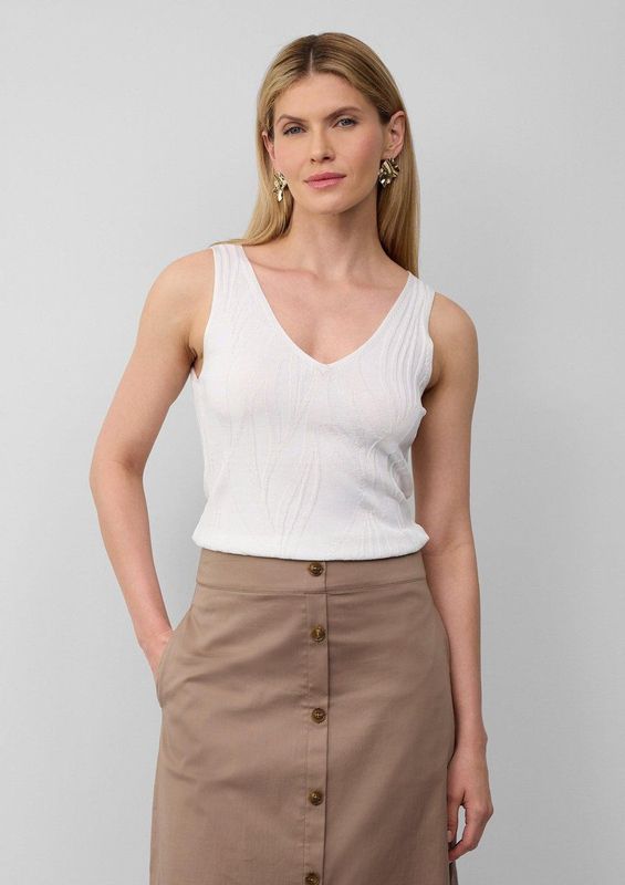 s.Oliver BLACK LABEL - Slim Fit - Gebreide Top - Effen - Viscosemix