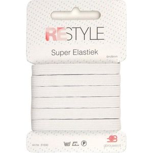 Restyle - Super Elastiek 8mm - Wit/Rood - 6m