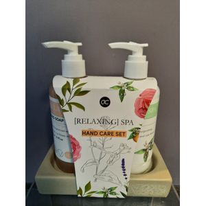 relaxing spa hand care set - handzeep - handlotion - geschenkverpakking - rozen - neroli- lemongras - handverzorging cadeau set