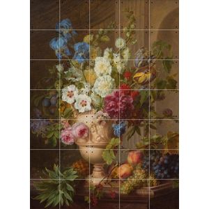 IXXI Bloemen in een albasten vaas en vruchten op een marmeren blad, Gerard van Spaendonck & Het Noordbrabants Museum - 100 x 140 cm - Gratis