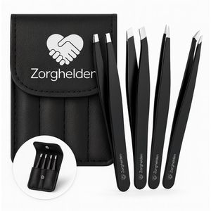 Zorghelden® Professionele pincetten set - 4-Delig - Inclusief opbergetui - Pincet epileer - Pincet splinter - Pincet hobby