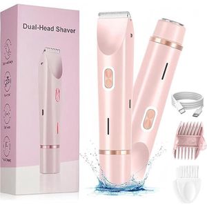 Scheerapparaat, 2-in-1 lichaamsscheerapparaat voor dames, benen, armen, oksels en schaamhaar, nat en droog, USB-oplaadbaar, IPX7 waterdicht, en snel schoon te maken (set van 1)