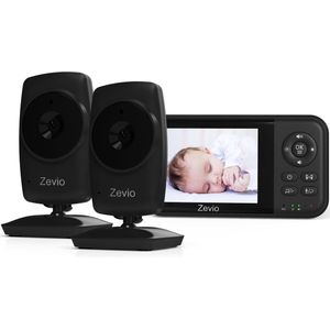 Zevio - Babyfoon Comfort - Baby Monitor - Zwart - Met 2 Camera's