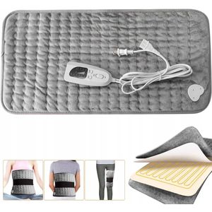 Elektrisch Warmtekussen - voor Rug, Voeten, Nek, Schouders, Buik - Heating Pad - Verwarmingskussen - Wasbaar - 60x30cm - Grijs