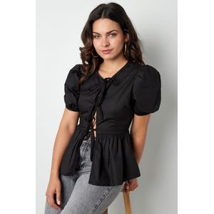 Peplum blouse strikjes - schootje - nieuwe collectie - lente/zomer - dames - zwart - maat L