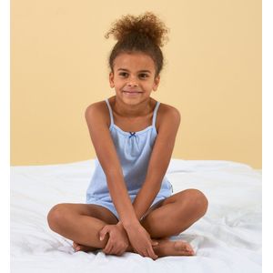 Little Label - zomerpyjama-set - lichtblauw ajour - bio katoen - 6Y/110-116