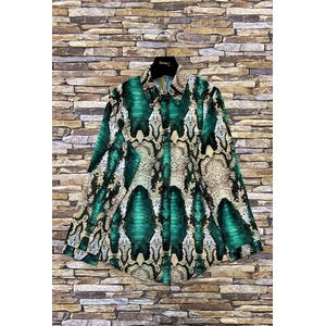 Slangenprint blouse | groen | maat M