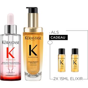 Kérastase Genesis-Elixir Duo + 2 Cadeau's - Genesis Haarserum 90ml & Elixir Ultime Haarolie 75ml met Arganolie + 2 Elixir Ultime 15ml Cadeau – Anti haaruitval & Glans