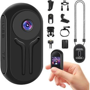 DailySupplies® Bodycam - Action Cam - Spycam - Bewegingsdetectie - 180º Draaibare Lens - Bodycam Politie - Full HD - Zwart