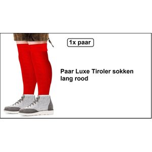 Paar Luxe Tiroler sokken lang rood mt.42-47 - Hamston - tirol oktoberfest apres ski winter feest thema party lederhose kousen festival