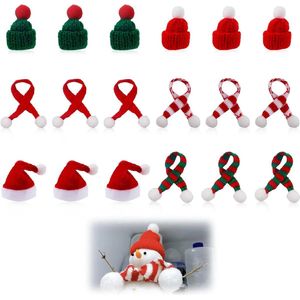 18-delige set mini-kerstmutsen en -sjaals - Roodgroene kerstmutsen en sjaalcombinatie - Decoratie voor Kerstmis en feesten - Unieke itemdecoratie - Huis en evenementen .
