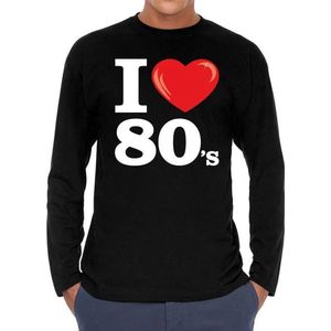 I love 80s long sleeve t-shirt zwart heren -  i love eighties shirt met lange mouwen heren M