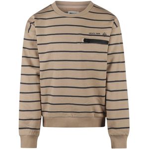 No Way Monday - Jongens sweater loose fit lichtgrijs gestreept