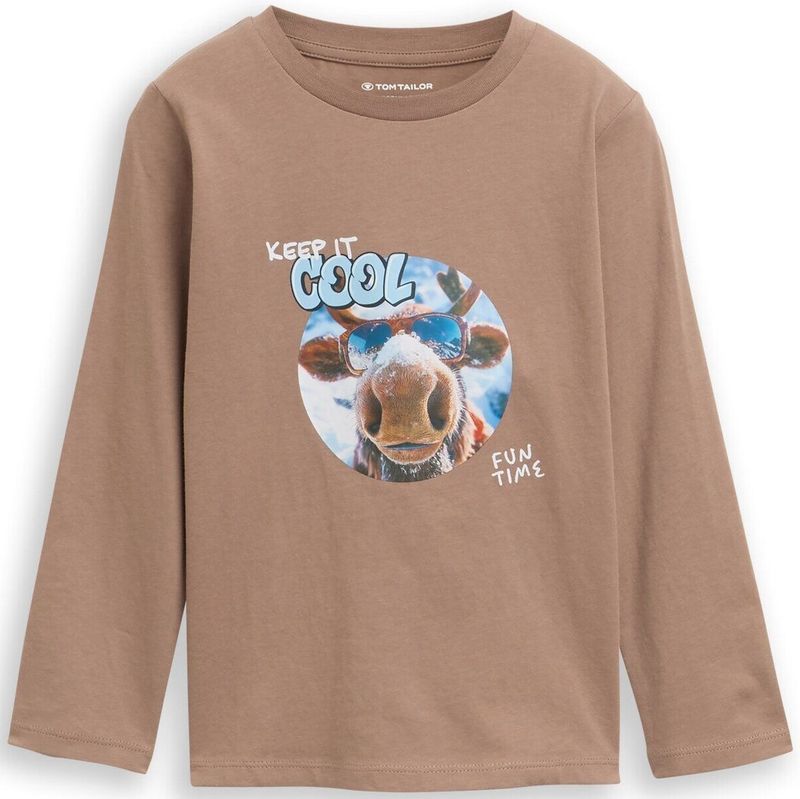 TOM TAILOR - Shirt - Lichtblauw - Lange Mouwen - Motiefprint