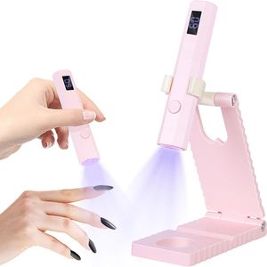 Mini UV nagel lamp - Nagel lamp LED UV voor Gellak - UV nagellamp met digitaal display - twee timingmodi - draagbare nagellamp - nageluithardingslamp - geen zwarte handen - verstelbare hoek - gelnageldroger - Roze