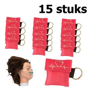 Kiss of Life reanimatiemasker | beademingsmasker | Sleutelhanger | Roze | 15 Stuks