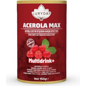 Luryday Acerola Max Thee Multidrink Plus, Gemengd plantenpoeder met Aserola Max-extract 150 gr, narcissa