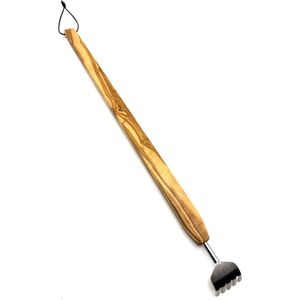 D.O.M. Rugkrabber NATASCHA van olijfhout met metalen hand – elegant wellnessaccessoire, ca. 45 cm, handgemaakt & uniek