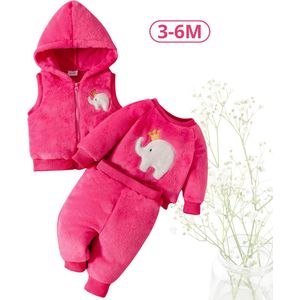 Livano 3-Delige Romper Baby - Berenpakje - Winterpak - Pakje - Jongen - Meisje - 3-6 Maanden - Roze
