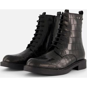 Linea Zeta Croco Veterboots zwart Leer - Maat 42