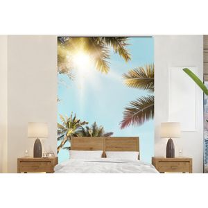 Palmbomen - Blauw - Zon - Natuur - Zomer - Behangpapier