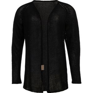 Knit Factory Jasmin Kort Gebreid Dames Vest - Lente & zomer vest - Dames cardigan gemaakt uit 80% gerecycled katoen - Zwart - 36/38