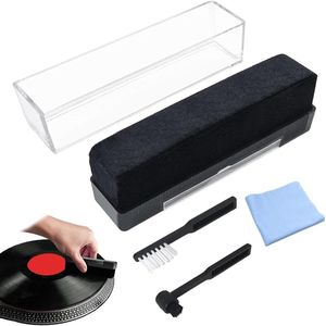 Record Brush - Schoonmaakset voor Vinylplaten - Soft Brush - Antistatische Plaatborstel Van Carbon - fluwelen bekleding - incl Stylus-borstel met Grammofoonplaten, Reinigingsdoek