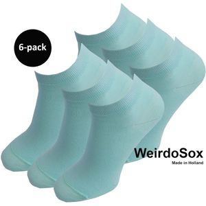 WeirdoSox Bamboe naadloze sneaker sokken Mint Groen - Anti zweet - Anti bacterieel - Dames en heren - 6 Paar - Maat 35/38