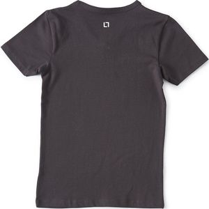 Little Label - t-shirt v-neck - anthracite 4Y - maat: 98/104 - bio-katoen