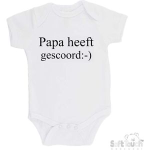 100% Katoenen Romper ""Papa heeft gescoord:-)"" Unisex Katoen Wit/zwart Maat 62/68