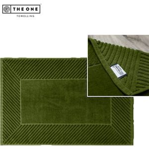 The One Towelling Badmat Ultra - Extra dikke Douchemat - 100% Zacht katoen - 60 x 95 cm - Velours - Olijf