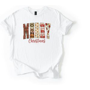 Unisex T-Shirt - Merry Christmas Collage - Kleur wit - Maat XXL - Perfect voor de feestdagen vol warmte, gezelligheid en cadeautjes onder de boom!