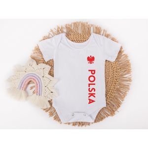 Polska - Polska - Poland - Polen ROMPER- Polska - WIT Body's & Rompers van 100% Katoen voor BABY Polen - 9 MANDEN