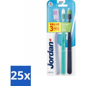 Jordan - Tandenborstel - Clean Smile - Soft - 3 Tandenborstels - Bulkverpakking - 25 stuks