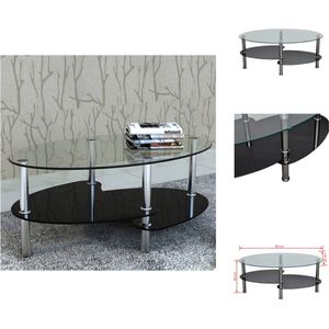 vidaXL Salontafel - Zwart - 90 x 45 x 43 cm - Gehard glas en metalen frame - Tafel