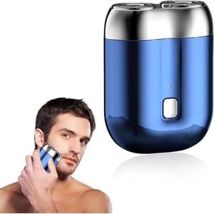 Scheerapparaat - Scheerapparaat voor heren - Mini-scheerapparaat - Draagbaar scheerapparaat - USB-oplaadbaar scheerapparaat met dubbele kop voor het lichaam - Lichtgewicht en comfortabel - Nat en droog voor op reis en thuisgebruik - Blauw