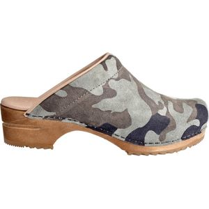 Sanita Damen Clog Wood-Soldi Open Olive camouflage-41
