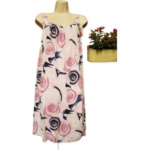 Dames jurk met print licht roze One size 40/46
