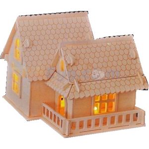 Bouwpakket Villa Huis Huisje A- hout- zonder verlichting