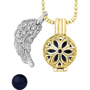 Quiges Engelenroeper 12mm Bolhouder met Ketting 70cm en Bolletje - Dames - Goudkleurig Bloem - EBS12114